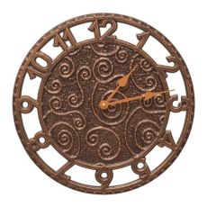 Flourish 14" Indoor Outdoor Wall Clock , Antique Copper