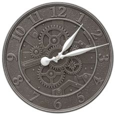 Gear 16" Indoor Outdoor Wall Clock, Aged Iron