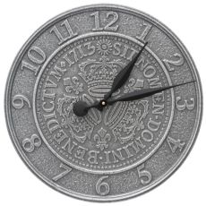 Three Crowns In Coin 16" Indoor Outdoor Wall Clock, Pewter Silver