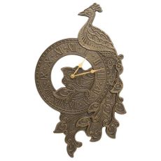 Peacock Indoor Outdoor Wall Clock, French Bronze