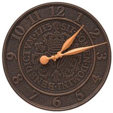 Three Crowns In Coin 16" Personalized Indoor Outdoor Wall Clock, Oil Rubbed Bronze