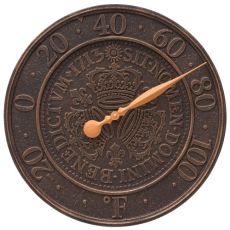 Three Crowns In Coin 16" Personalized Indoor Outdoor Wall Thermometer, Oil Rubbed Bronze