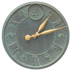 Monogram 16" Personalized Indoor Outdoor Wall Clock, Bronze Verdigris