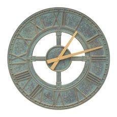 Hera 16" Indoor Outdoor Wall Clock, Bronze Verdigris