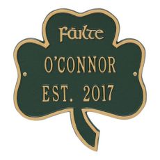 Shamrock Address Plaque, Green Gold