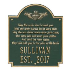 Claddagh Poem Plaque, Green Gold