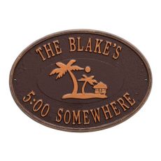 Personalized Island Time Palm Plaque, Antique Copper