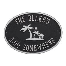 Personalized Island Time Palm Plaque, Black / Silver
