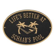 Personalized Swimming Pool Party Plaque, Black / Gold