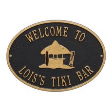 Personalized Tiki Hut Plaque, Black / Gold
