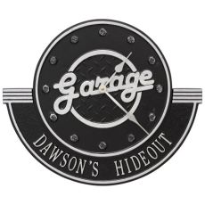 Personalized Garage Clock , Black/Silver