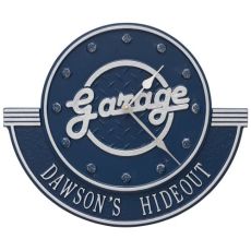 Personalized Garage Clock , Dark Blue/Silver