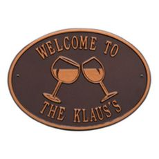 Personalized Wine Plaque, Antique Copper