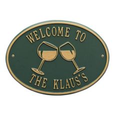 Personalized Wine Plaque, Green / Gold