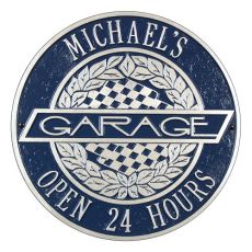 Victory Lane Garage Plaque, Dark Blue/Silver, Dark Blue/Silver