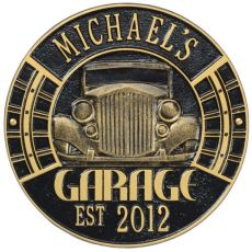Vintage Car Garage Plaque, Black/Gold, Black/Gold
