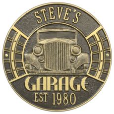 Vintage Car Garage Plaque, Bronze/Gold, Bronze/Gold