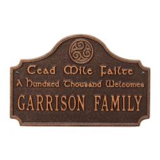 Cead Mile Failte Plaque, Antique Copper