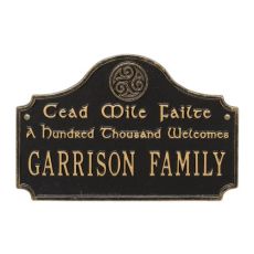 Cead Mile Failte Plaque, Black Gold