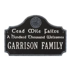 Cead Mile Failte Plaque, Black White