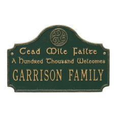 Cead Mile Failte Plaque, Green Gold