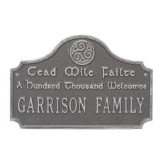 Cead Mile Failte Plaque, Pewter Silver