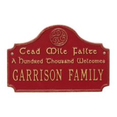 Cead Mile Failte Plaque, Red Gold