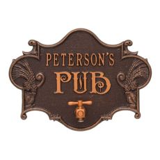 Personalized Hops & Barley Beer Pub Plaque , Antique / Cooper