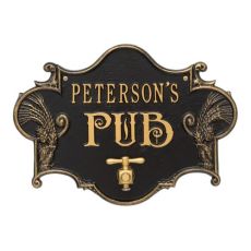 Custom Hops & Barley Beer Pub Plaque , Black /  Gold