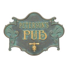 Personalized Hops & Barley Beer Pub Plaque , Bronze /Verdigris