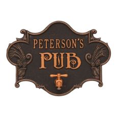 Custom Hops & Barley Beer Pub Plaque , Antique Copper