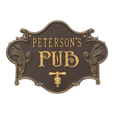 Personalized Hops & Barley Beer Pub Plaque , Dr. Bronze/ Gold