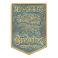 Custom Original Recipe Brewing Company Beer Plaque, Pewter / Silver
