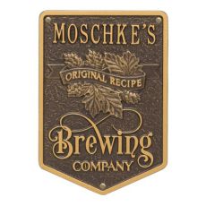 Custom Original Recipe Brewing Company Beer Plaque, Antique Copper