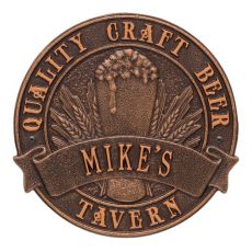 Personalized Quality Craft Beer Tavern Round Plaque, Oil Rubbed Bronze