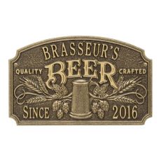 Personalized Quality Crafted Beer Arch Plaque, Bronze Verdigris