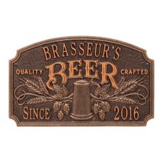 Custom Quality Crafted Beer Arch Plaque, Oil Rubbed Bronze
