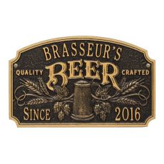 Personalized Quality Crafted Beer Arch Plaque, Dark Bronze / Gold