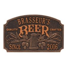 Personalized Quality Crafted Beer Arch Plaque, Antique Brass
