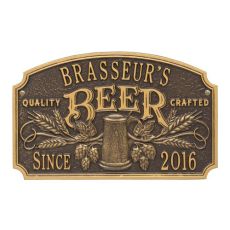 Custom Quality Crafted Beer Arch Plaque, Antique Copper