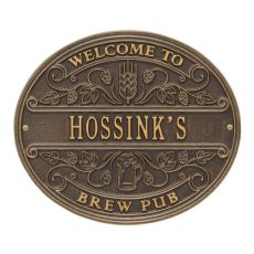 Personalized Brew Pub Welcome Plaque, Antique Copper
