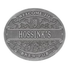 Custom Brew Pub Welcome Plaque, Black / Gold
