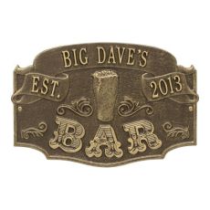 Personalized Established Bar Plaque, Antique Brass