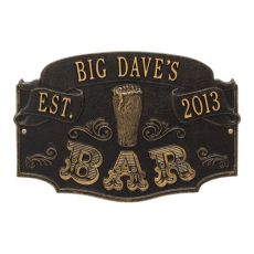 Personalized Established Bar Plaque, Black / Gold