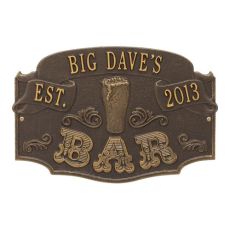 Custom Established Bar Plaque, Antique Copper