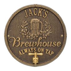 Personalized Oak Barrel Beer Pub Plaque, Antique Copper