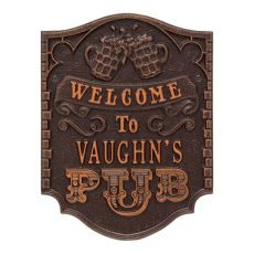 Custom Pub Welcome Plaque, Oil Rubbed Bronze