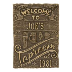 Custom Tap Room Brew Pub Plaque, Bronze Verdigris