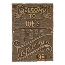 Custom Tap Room Brew Pub Plaque, Black / Gold