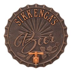 Personalized Bottle Cap Brew Pub Plaque, Oil Rubbed Bronze
